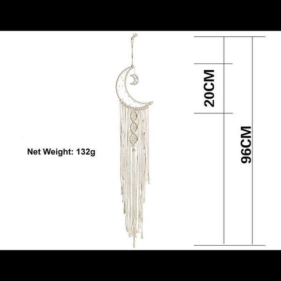 Boho Macrame Woven Wall Moon Decor with led lights - Picture 5 of 5